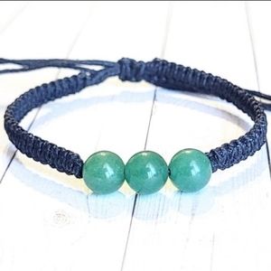 Green Aventurine 3 Bead Knotted Bracelet